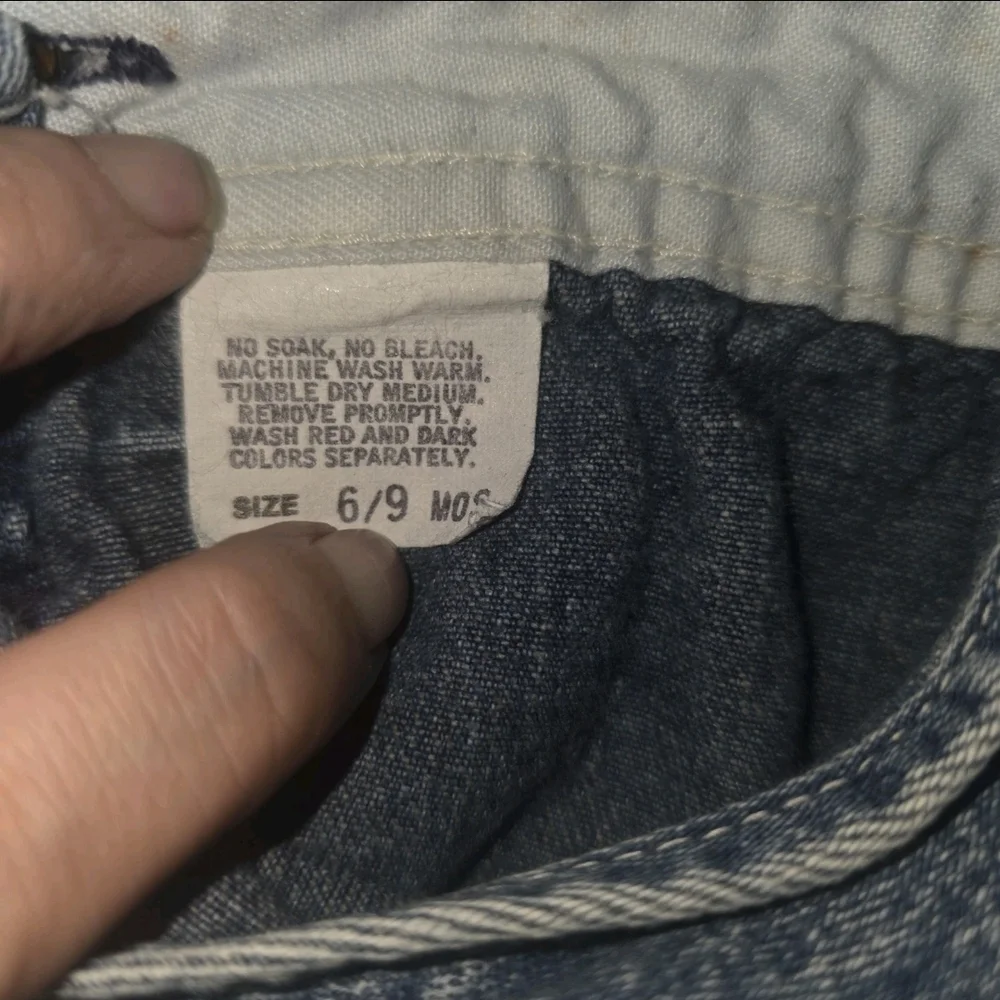Vintage Oshkosh B'Gosh Kids Denim Footed Overalls Acid Wash 6-9 Months‎ 90s USA